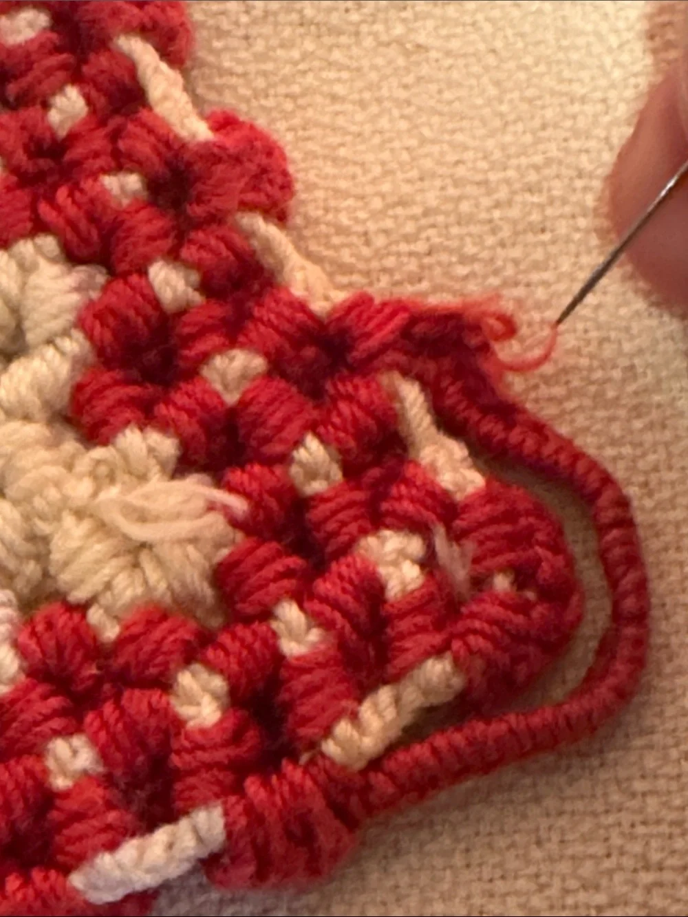 Handmade Crocheted Hot Pads -Red and Cream